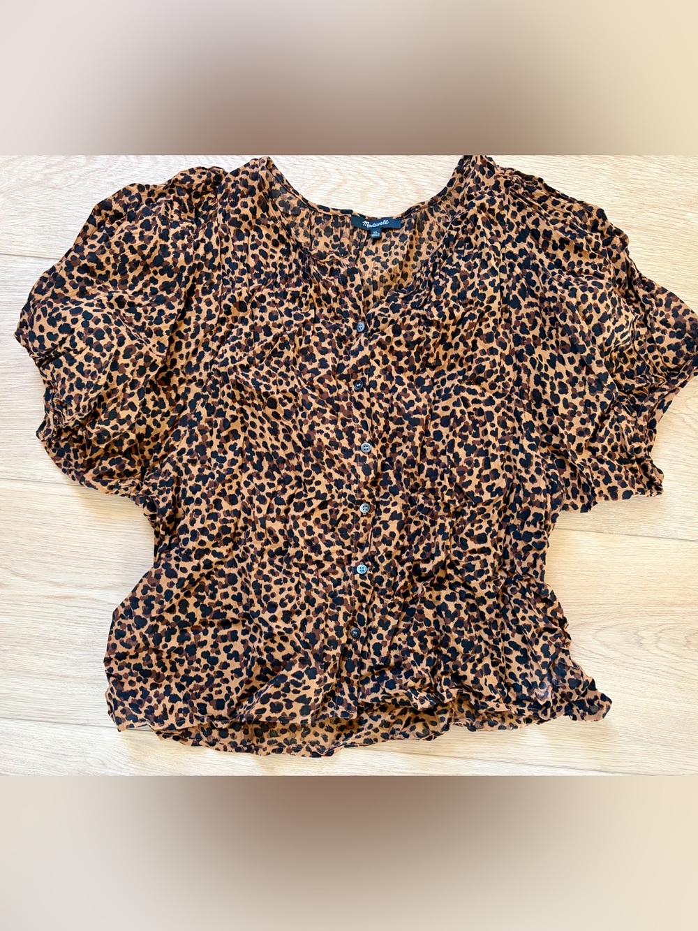 Madewell Black Leopard Print Button-Front Top